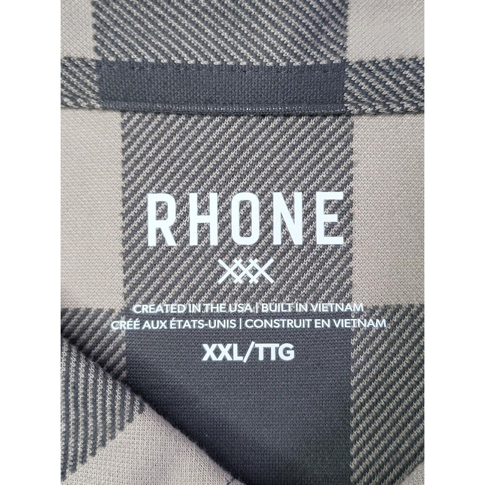 NWT Rhone Hardy Flannel Shirt Foggy Taupe & Iron Buffalo Check Men's Size 2XL - Picture 6 of 12